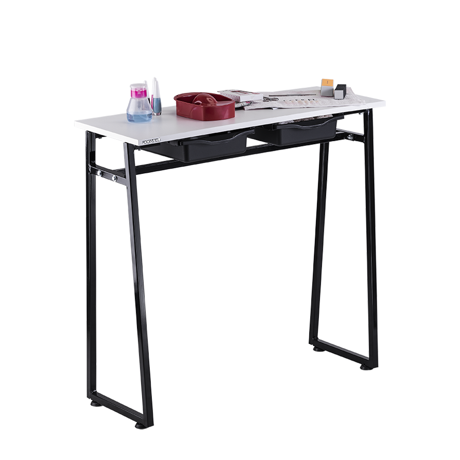 Mesa Portátil Manicure Con Cajones Andes Metálica Negro / Blanco Letmex