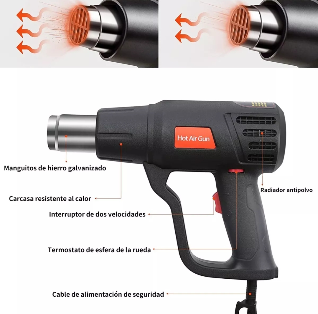 Pistola de calor para manualidades, mini pistola de aire caliente de doble  temperatura para resina epoxi, envoltura retráctil, envoltura de vinilo