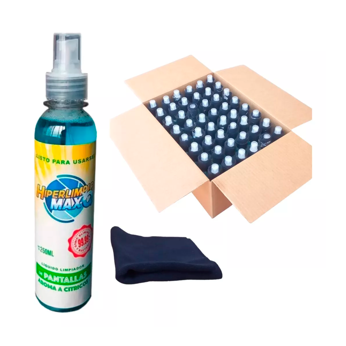 LIMPIADOR DE PANTALLAS 250ML CAJA 48 PZAS.