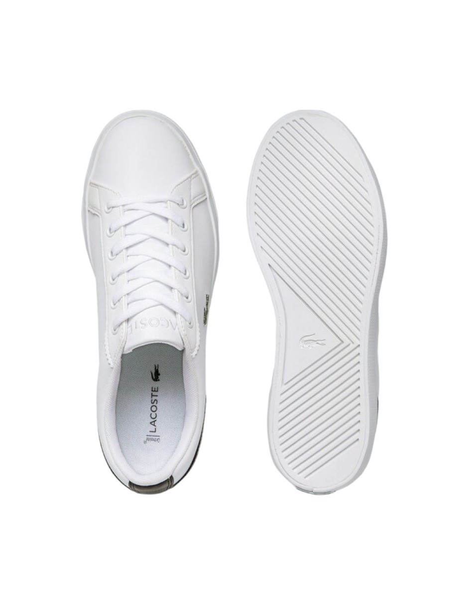 TENIS LACOSTE LEROND BLANCOS CON NEGRO PIEL SINTETICA 40CUJ0013MX147