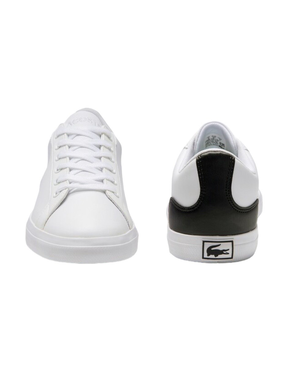 TENIS LACOSTE LEROND BLANCOS CON NEGRO PIEL SINTETICA 40CUJ0013MX147