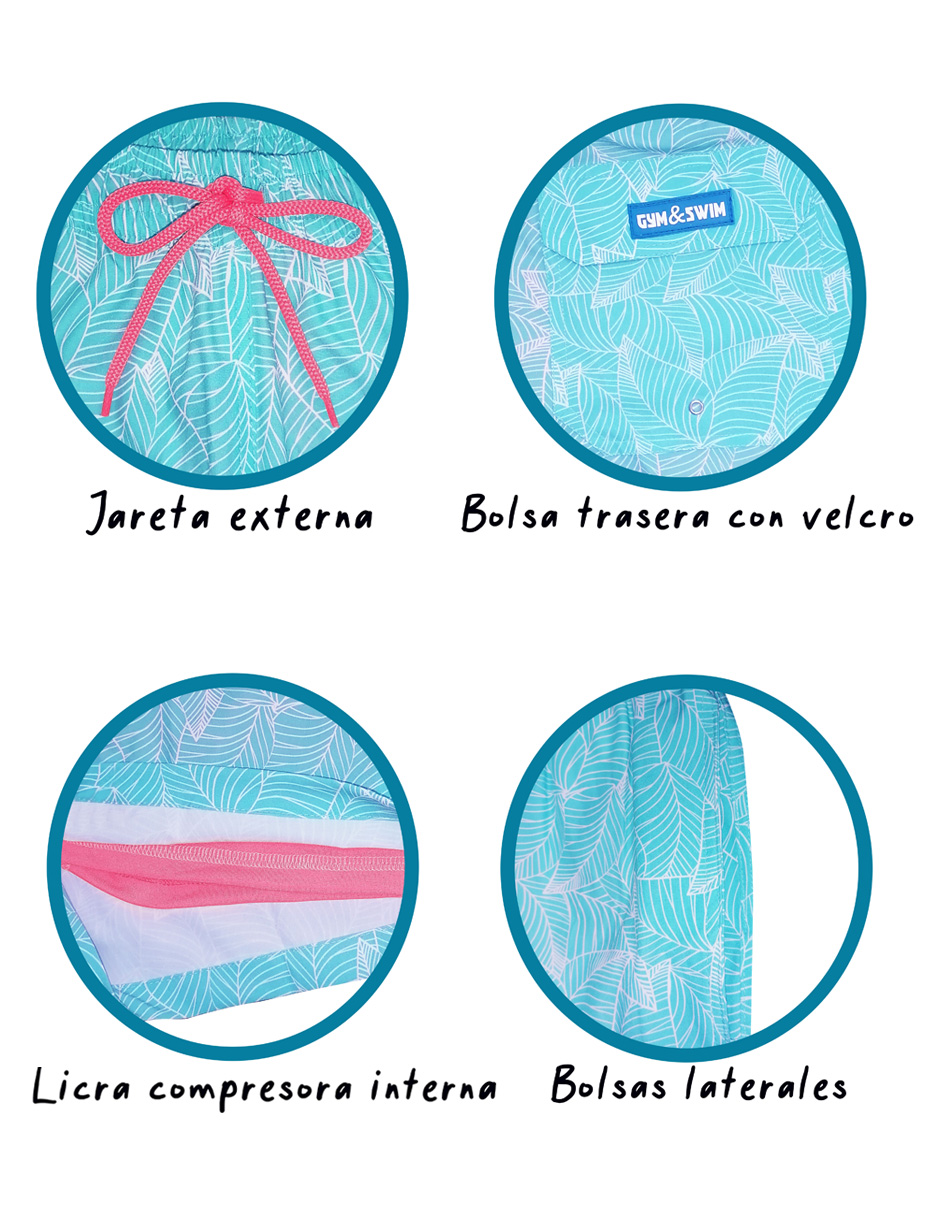 Traje de Baño Para Hombre y Adolescente para Nadar y Gym, Bañador Short Estampado Multideporte De Secado Rápido con Licra Interna De compresión, Modelo CAMO