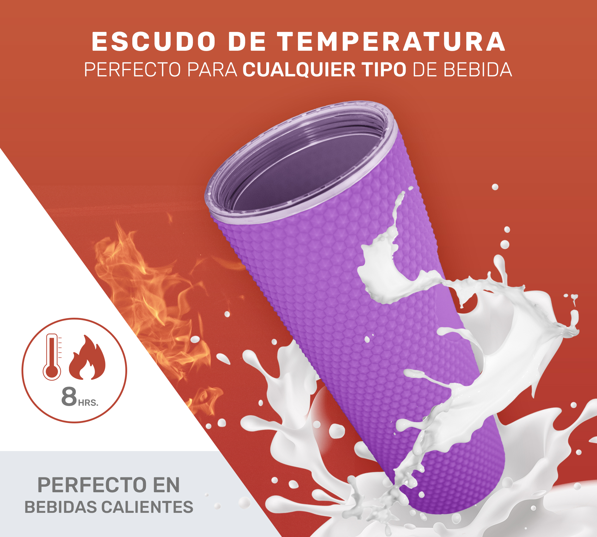 Vaso Termo Para Bebidas Frías y Calientes 700ml con Tachuelas y Aislamiento de Doble Pared al Vacío