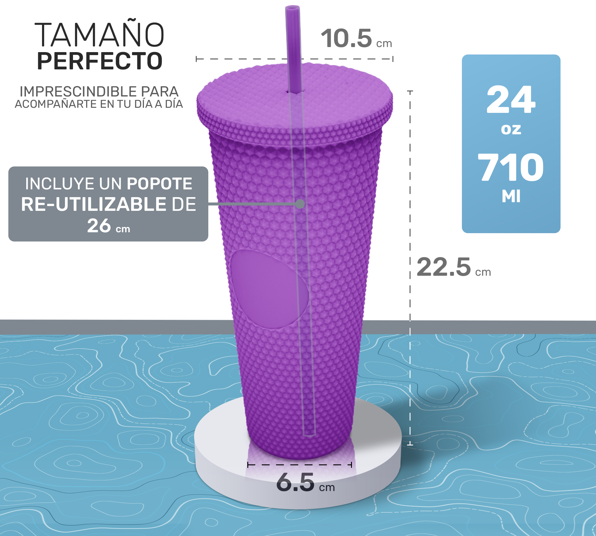 Vaso Termo Para Bebidas Frías y Calientes 700ml con Tachuelas y Aislamiento de Doble Pared al Vacío