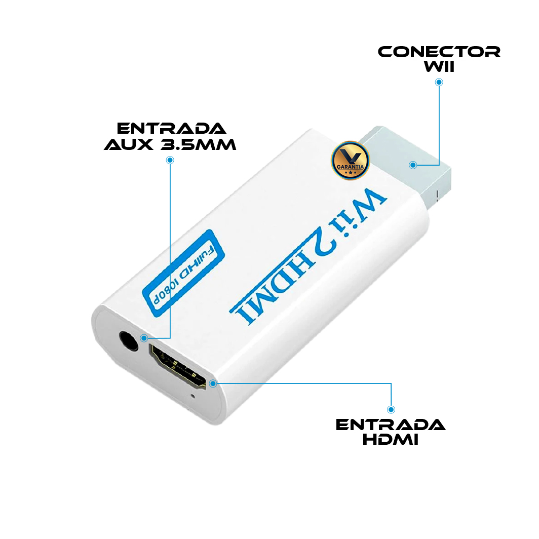 Conversor / Adaptador HDMI 3.5mm Audio Full HD para Wii - Blanco