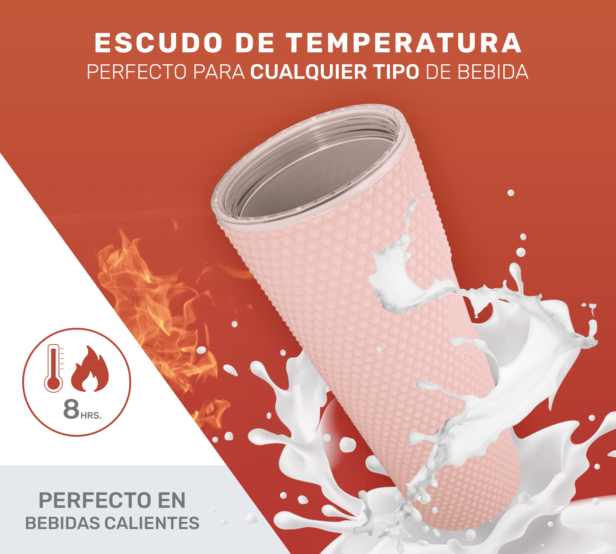 Vaso Termo Para Bebidas Frías y Calientes 700ml con Tachuelas y Aislamiento de Doble Pared al Vacío