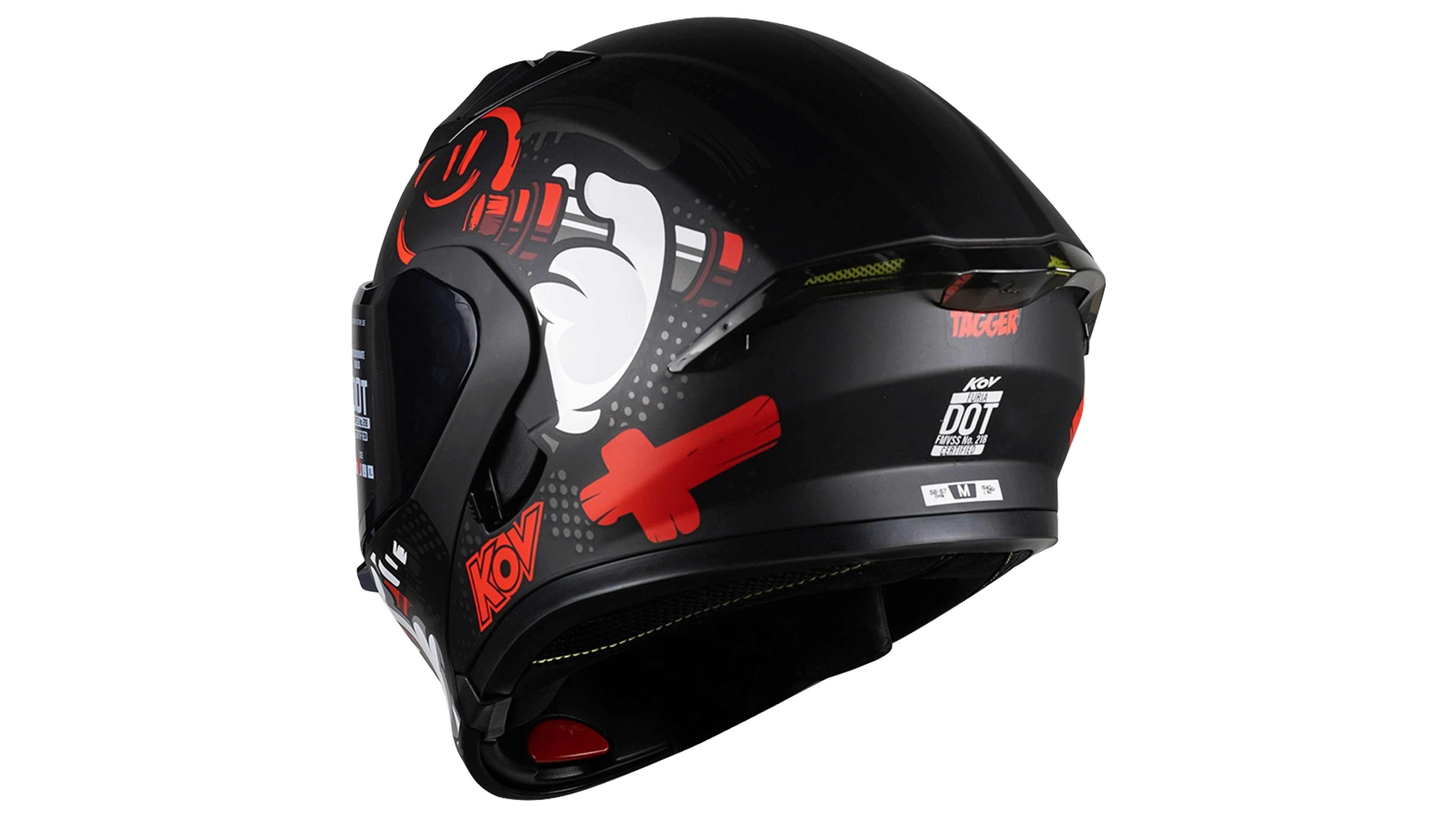CASCO KOV TAGGER ABATIBLE ROJO MATE FURIA DEPORTIVO PARA MOTO CERTIFICADO DOT