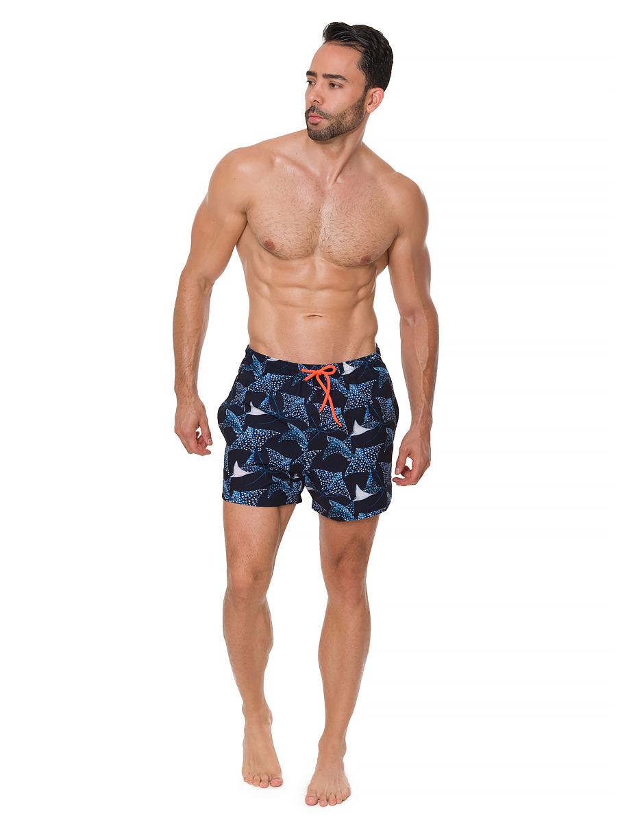 Traje de Baño Para Hombre y Adolescente para Nadar y Gym, Bañador Short Estampado Multideporte De Secado Rápido con Licra Interna De compresión, Modelo STINGRAY
