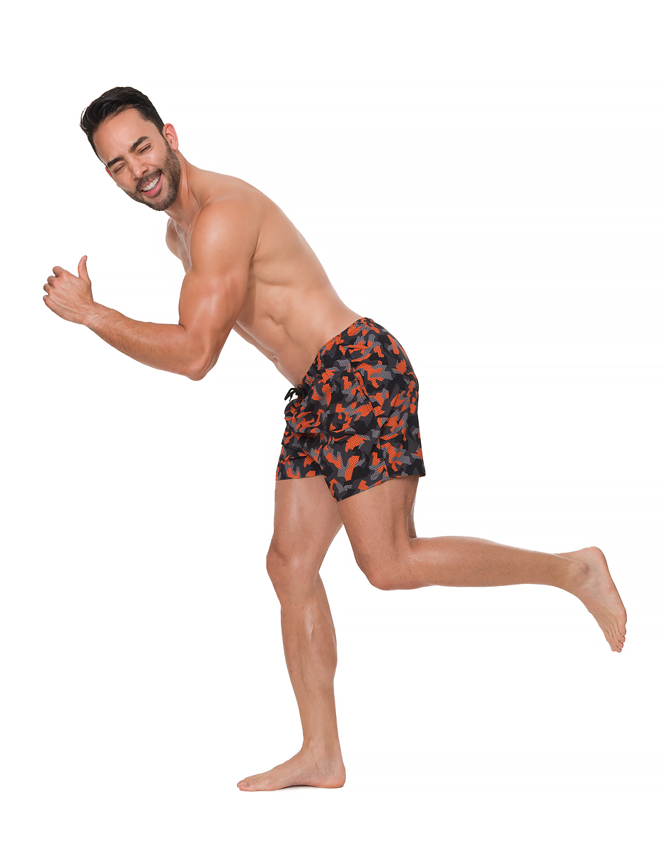 Traje de Baño Para Hombre y Adolescente para Nadar y Gym, Bañador Short Estampado Multideporte De Secado Rápido con Licra Interna De compresión, Modelo WARLIKE