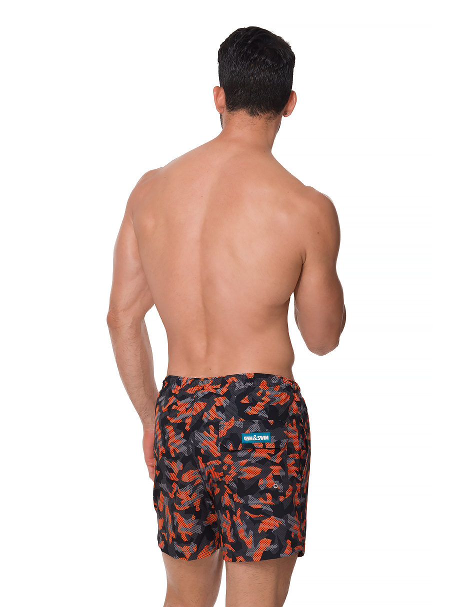 Traje de Baño Para Hombre y Adolescente para Nadar y Gym, Bañador Short Estampado Multideporte De Secado Rápido con Licra Interna De compresión, Modelo WARLIKE