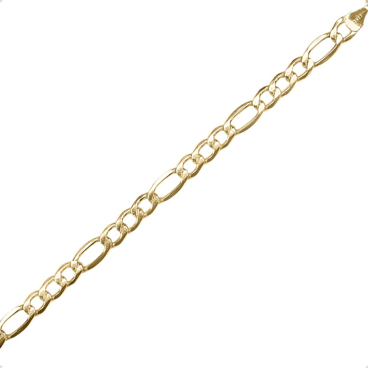 Pulsera 3x1 Figaro Esclava Oro 10k Italiano 21cm - 5.6mm.