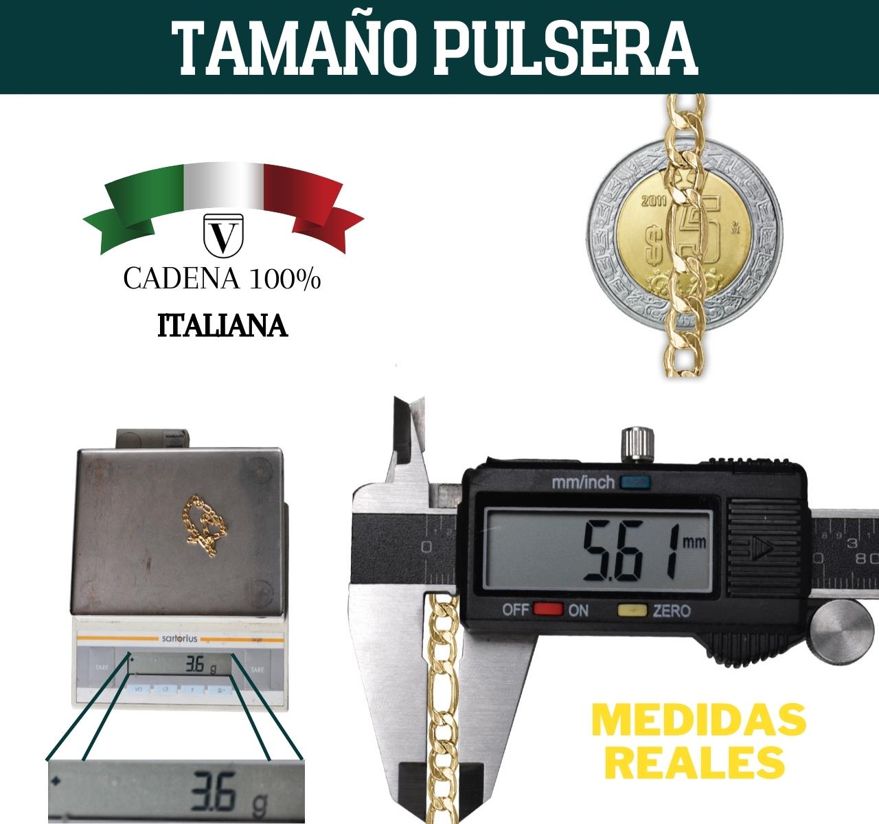 Pulsera 3x1 Figaro Esclava Oro 10k Italiano 21cm - 5.6mm.