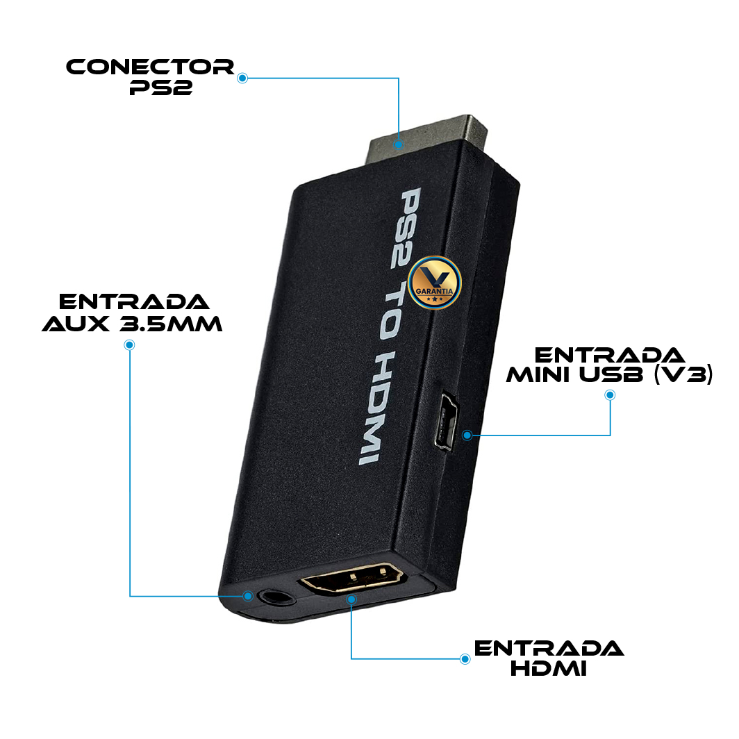 Adaptador Convertidor Audio y Video PS2 - HDMI