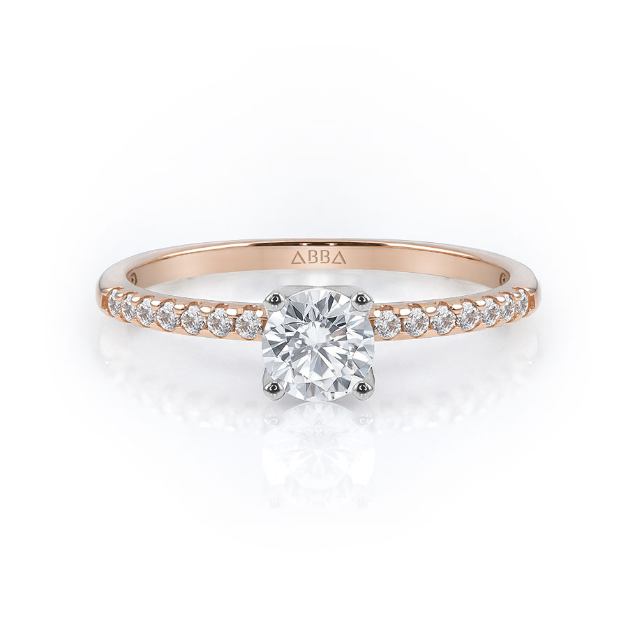 ANILLO DE COMPROMISO 10K ORO ROSA CON PIEDRA DARELIS ABBA JOYAS.