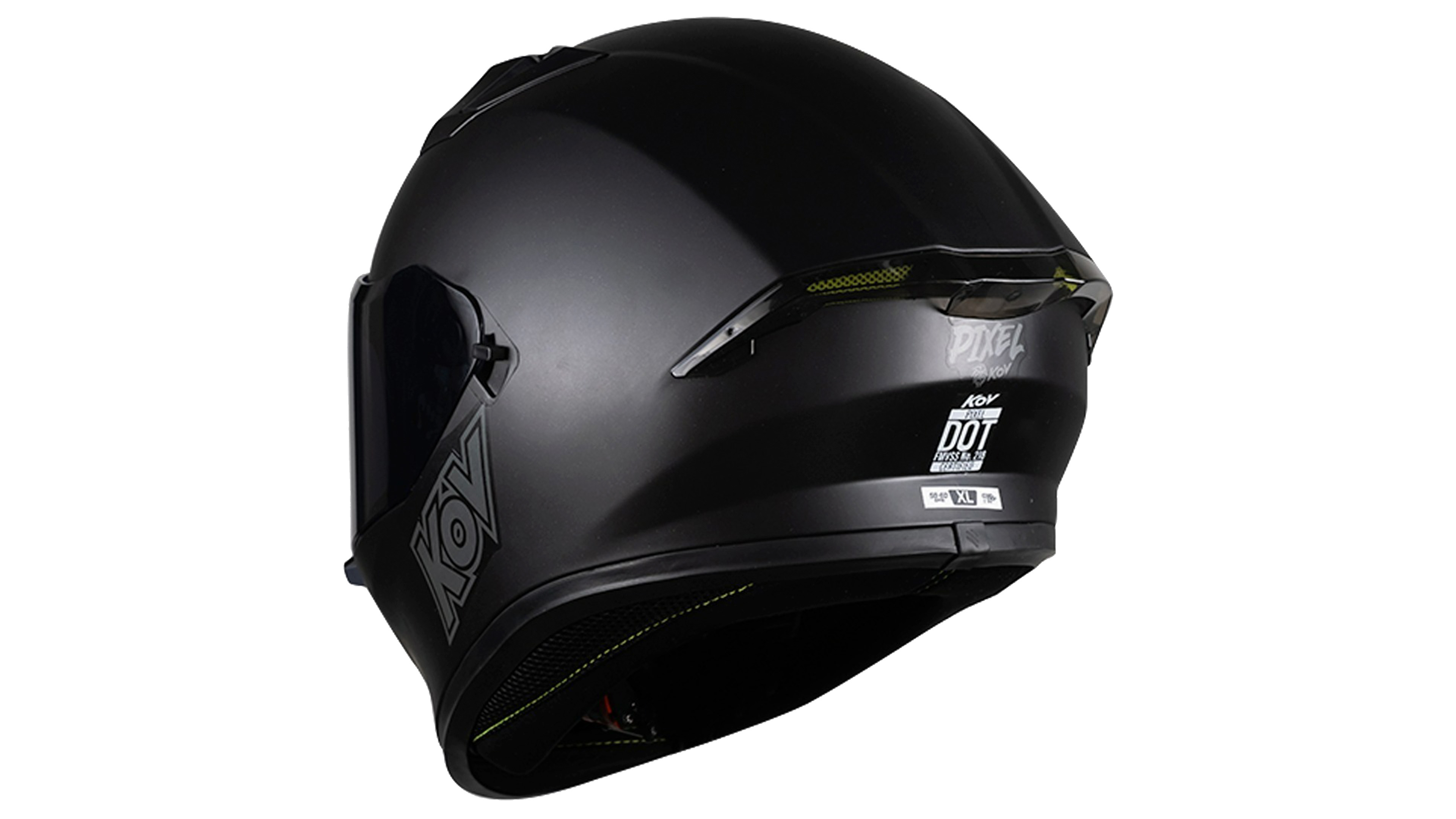 CASCO KOV PIXEL INTEGRAL NEGRO MATE PARA MOTO LENTE INTERNO CERTIFICADO DOT 