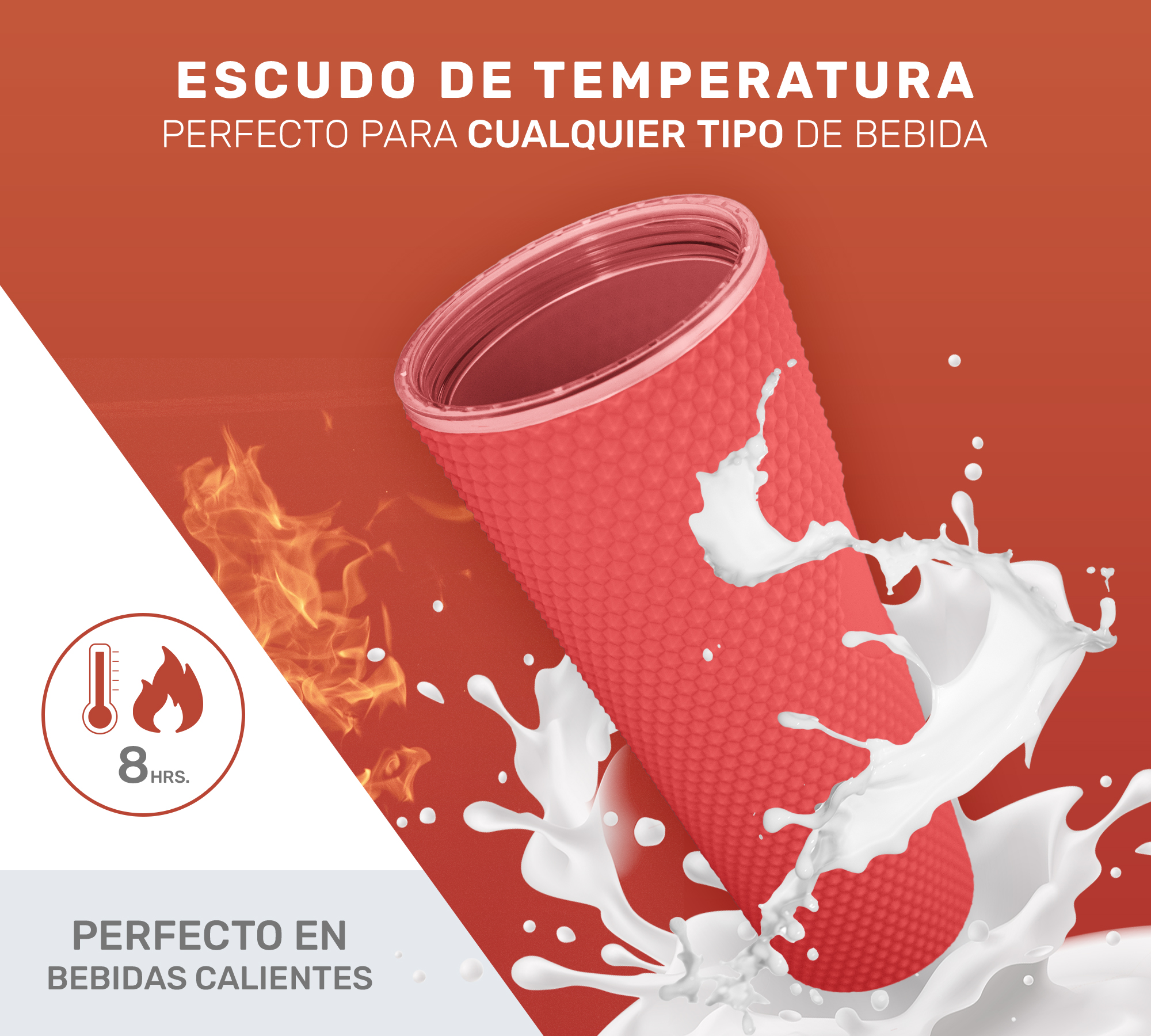 Vaso Termo Para Bebidas Frías y Calientes 700ml con Tachuelas y Aislamiento de Doble Pared al Vacío