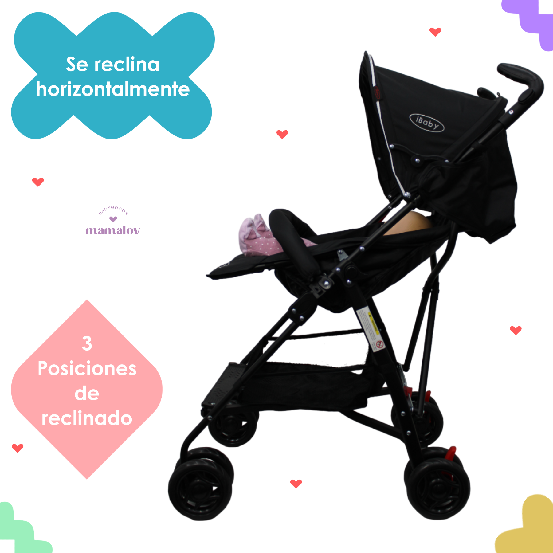 Carriola De Baston Viajera Plegado Compacto Ibaby Negro