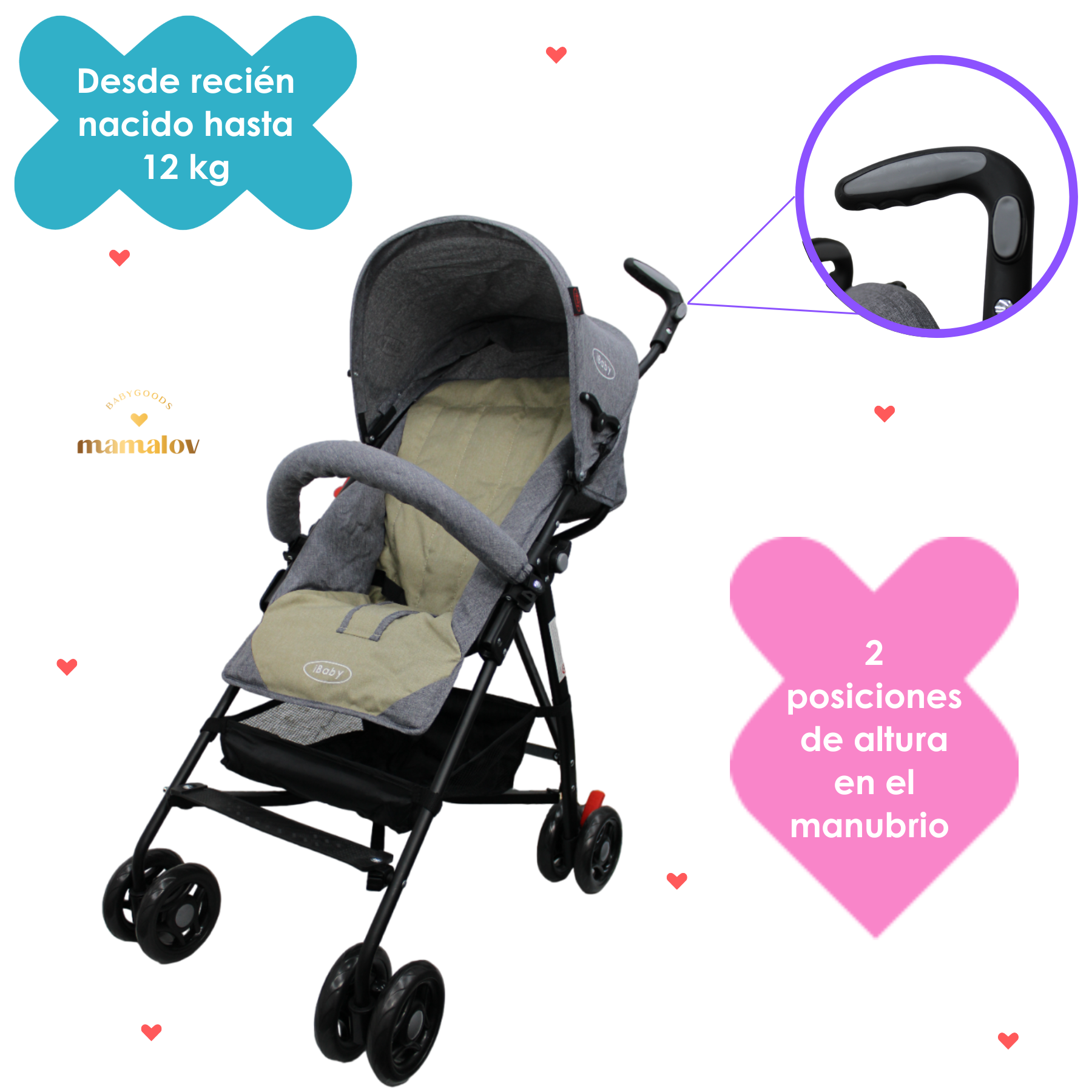 Carriola De Baston Viajera Plegado Compacto Ibaby Beige