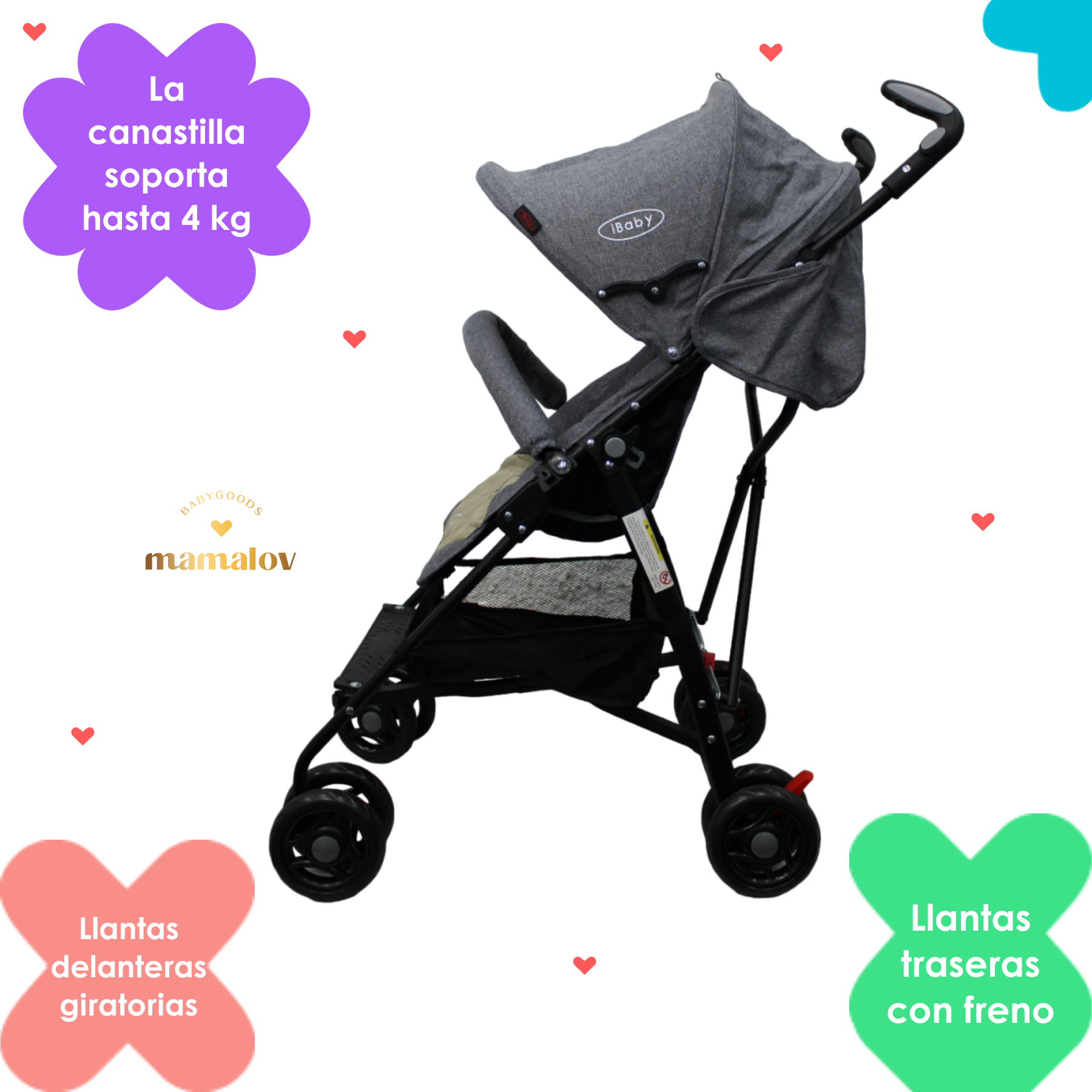Carriola De Baston Viajera Plegado Compacto Ibaby Beige