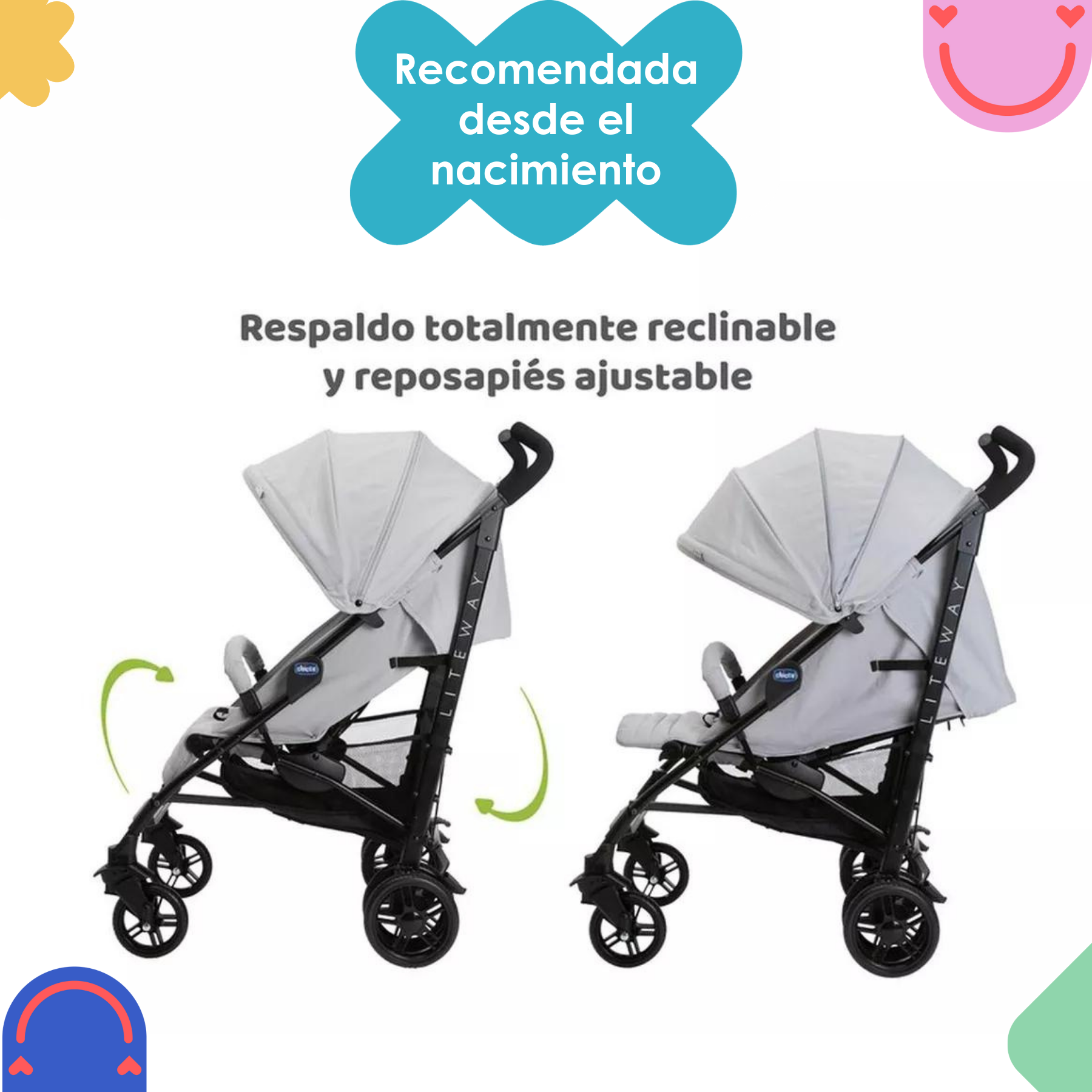 Carriola De Bastón Para Bebé Chicco Liteway 4 Ligera Grey