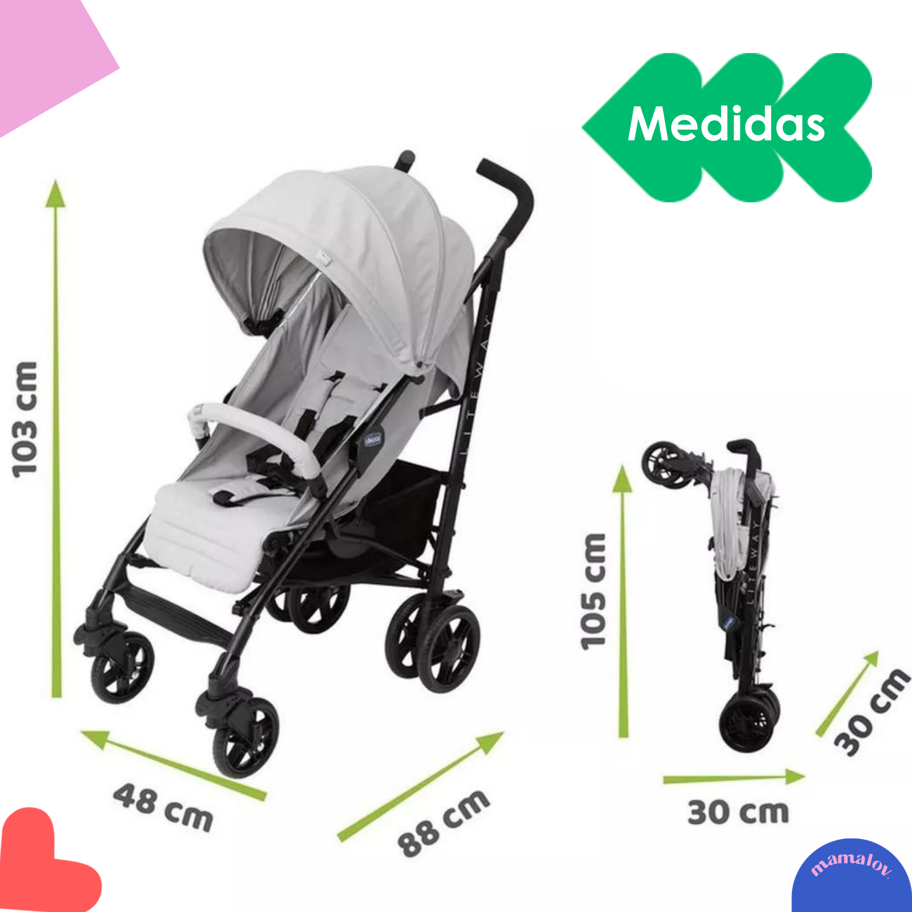 Carriola De Bastón Para Bebé Chicco Liteway 4 Ligera Grey