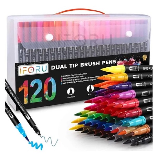 Marcadores Plumones Doble punta 120 pza