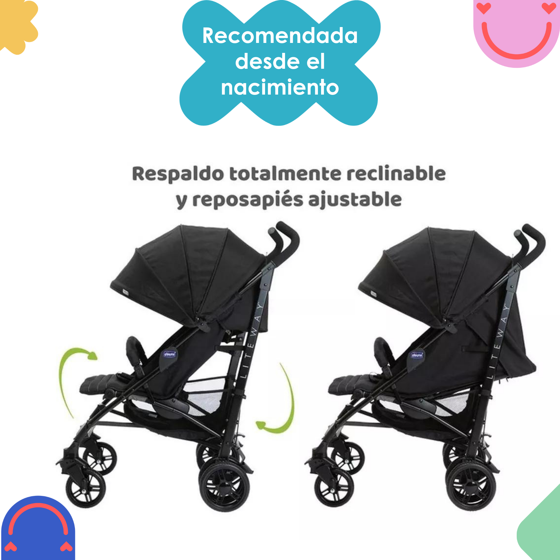 Carriola De Bastón Para Bebé Chicco Liteway 4 Ligera Jet Black