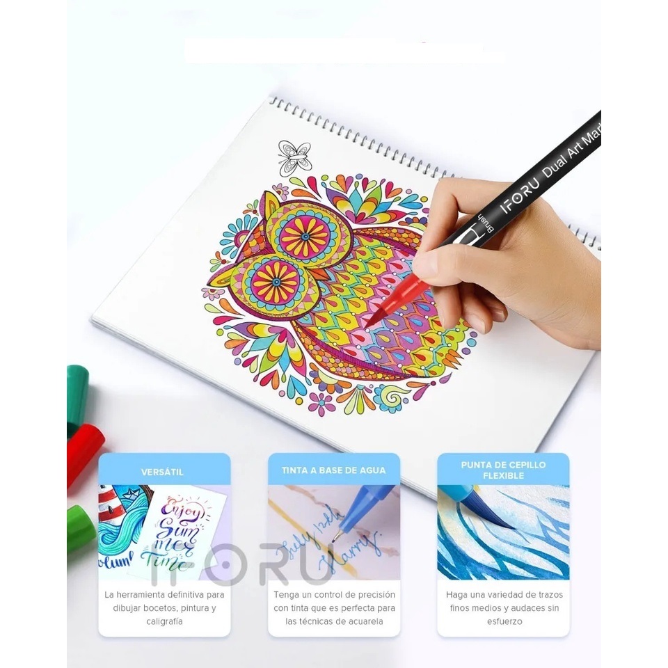 Marcadores Plumones Doble punta 120 pza