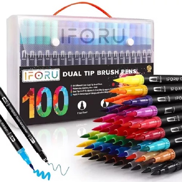 Plumones Marcadores Doble punta 100 pza.