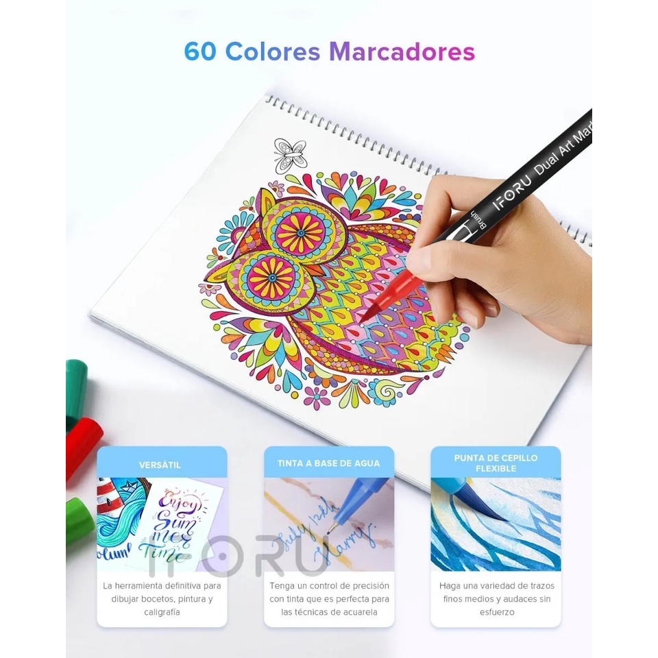 Marcadores doble punta Plumones 72 Pza