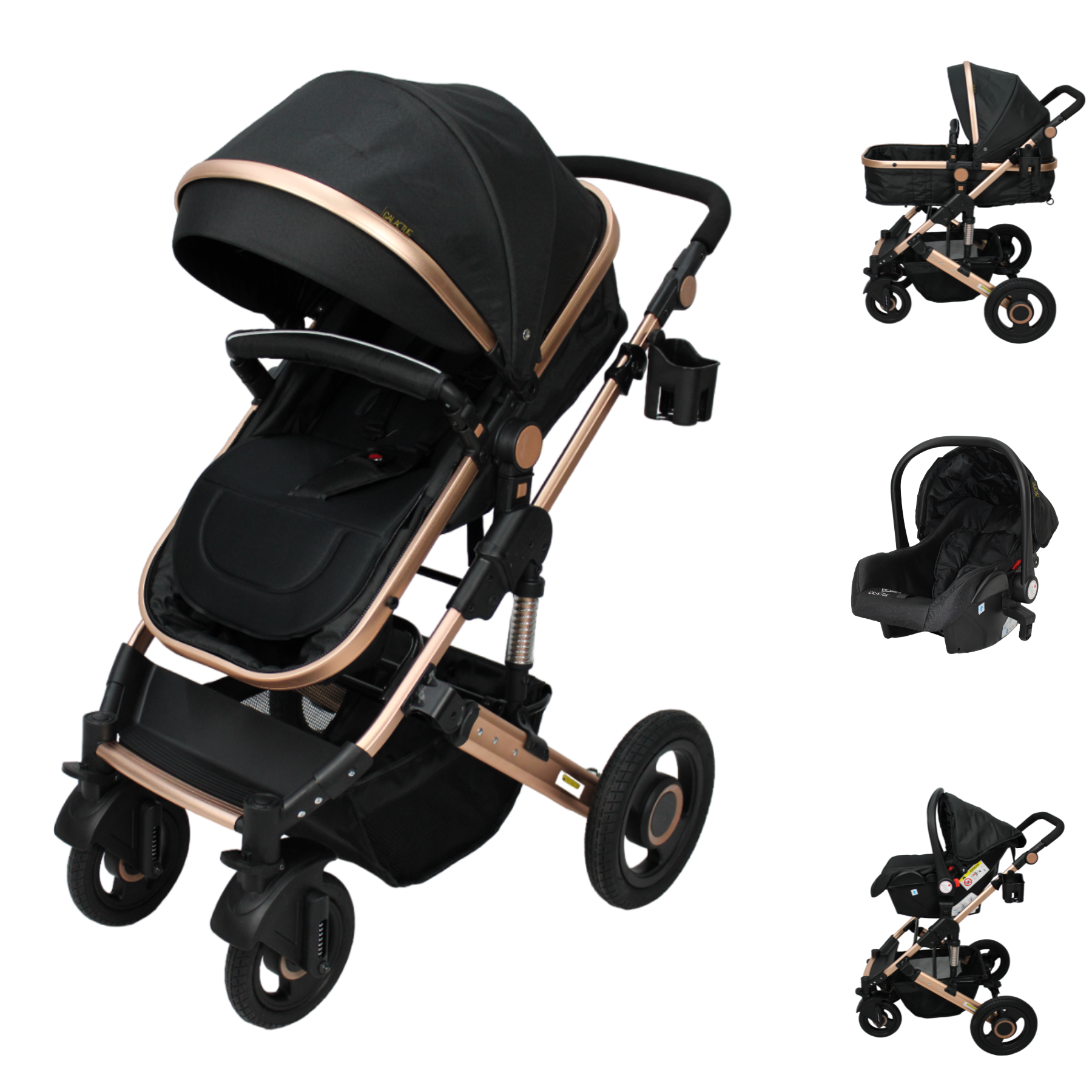 Carriola Para Bebes 3 En 1 Confety World Orión Negra