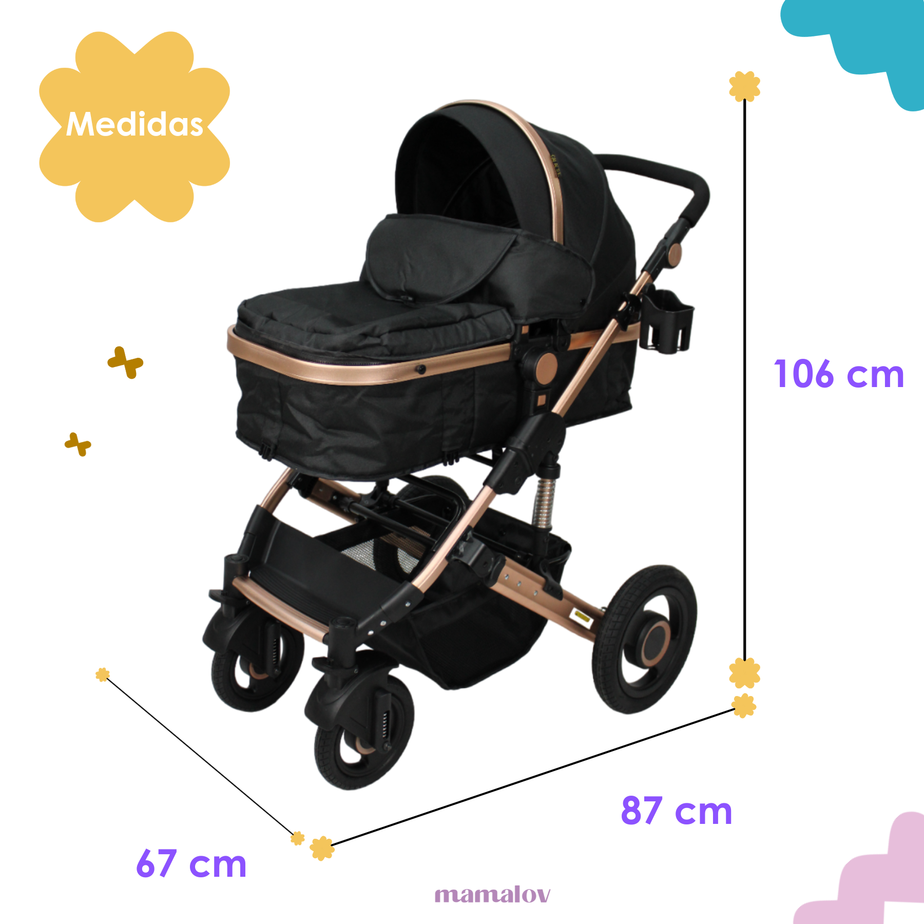 Carriola Para Bebes 3 En 1 Confety World Orión Negra