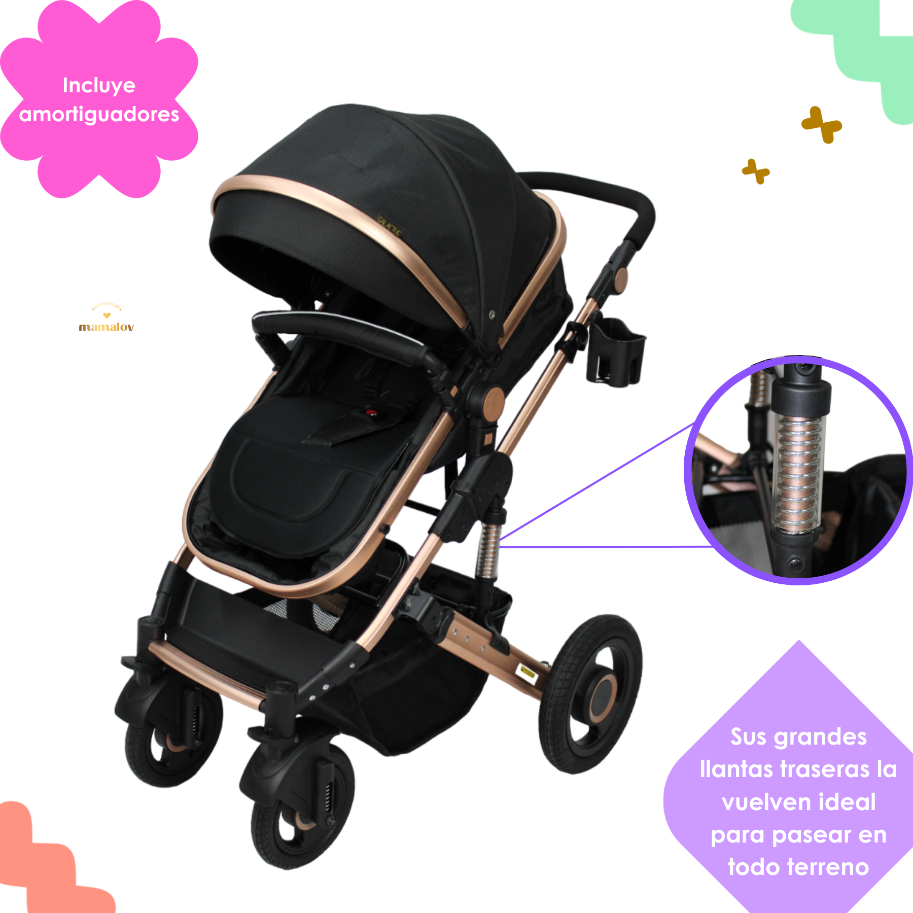 Carriola Para Bebes 3 En 1 Confety World Orión Negra