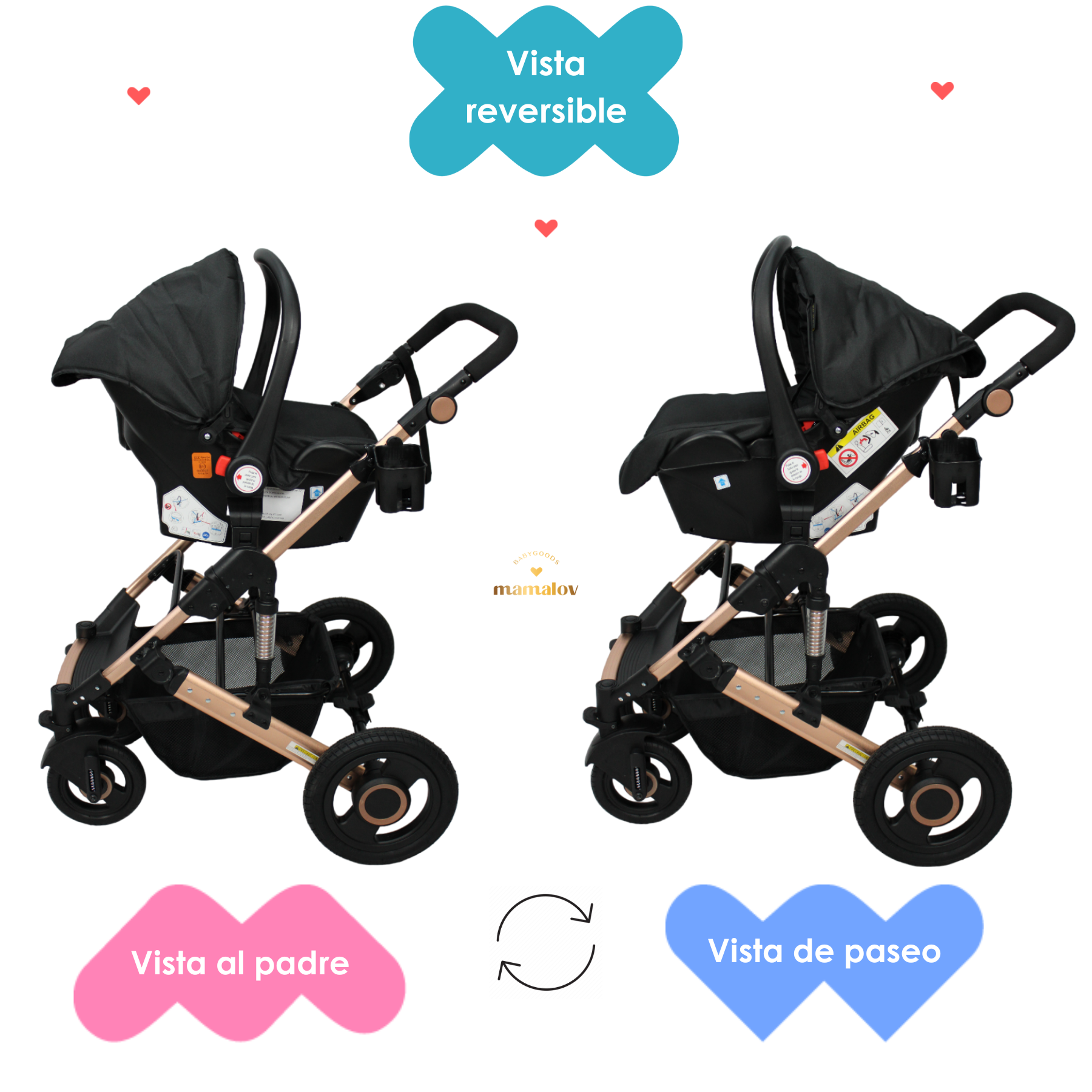 Carriola Para Bebes 3 En 1 Confety World Orión Negra