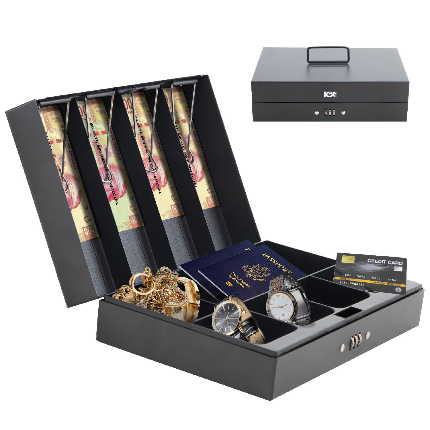 Caja Para Dinero De Combinacion Con Clips Para Billetes 