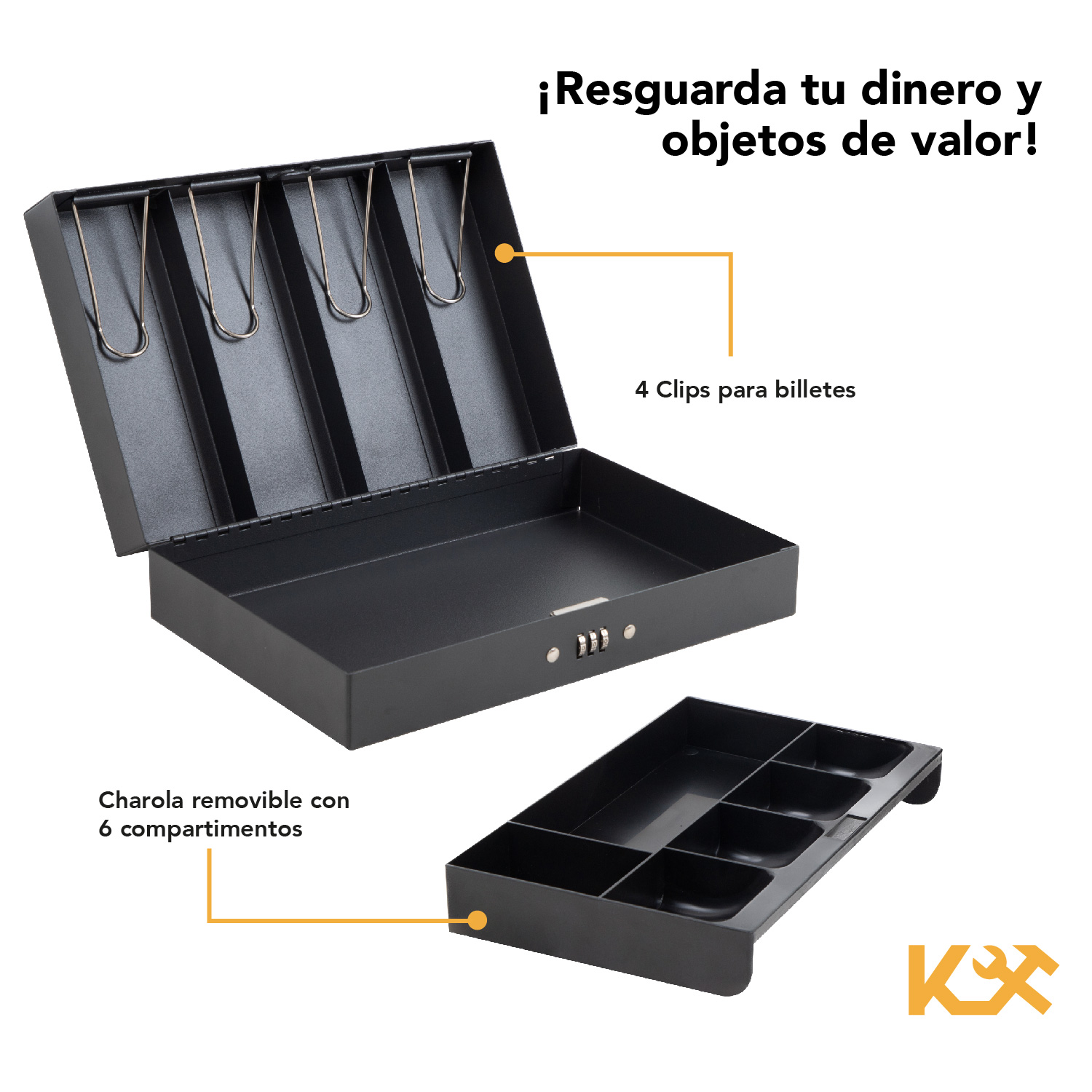 Caja Para Dinero De Combinacion Con Clips Para Billetes 