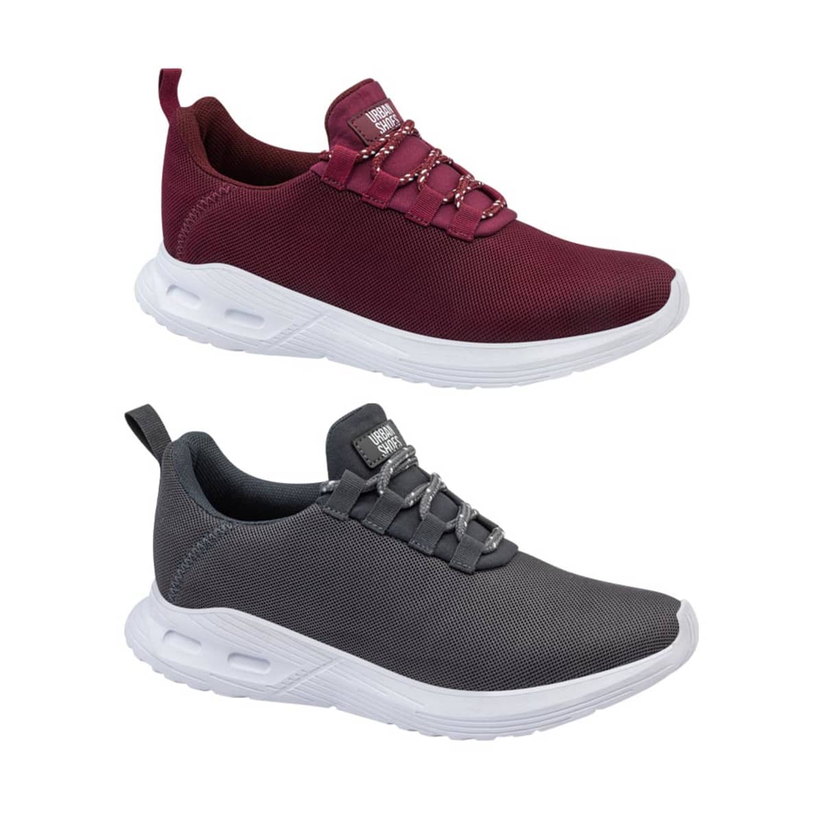 Kit de 2 pares de tenis casuales urbanos de agujeta, colores vino y gris, marca Urban Shoes, mod. 1079139