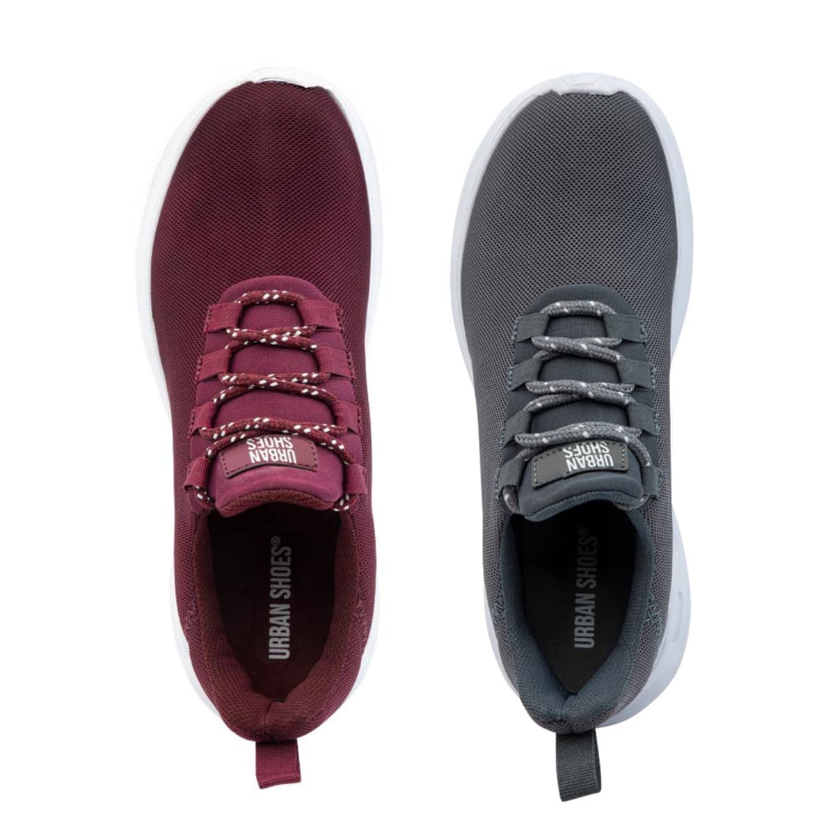 Kit de 2 pares de tenis casuales urbanos de agujeta, colores vino y gris, marca Urban Shoes, mod. 1079139