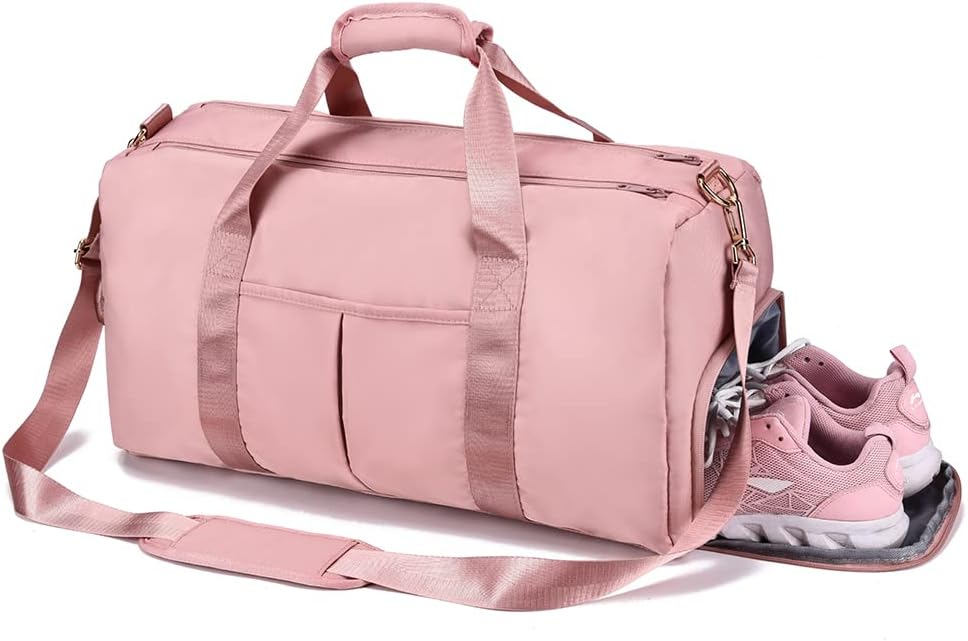 Bolsa de gimnasio para mujer, bolsa deportiva con compartimento para  zapatos, bolsa de gimnasio con bolsillo húmedo y compartimento para  zapatos, color rosa, Rosado : .com.mx: Deportes y Aire Libre