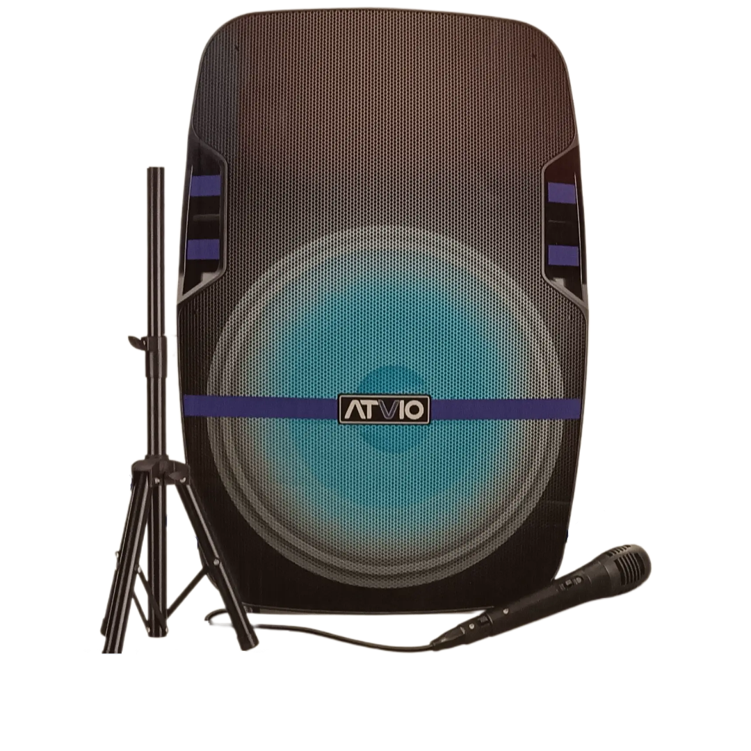 Bafle Recargable 15pLG Bocina 25,000w Pmpo Atvio Color Negro