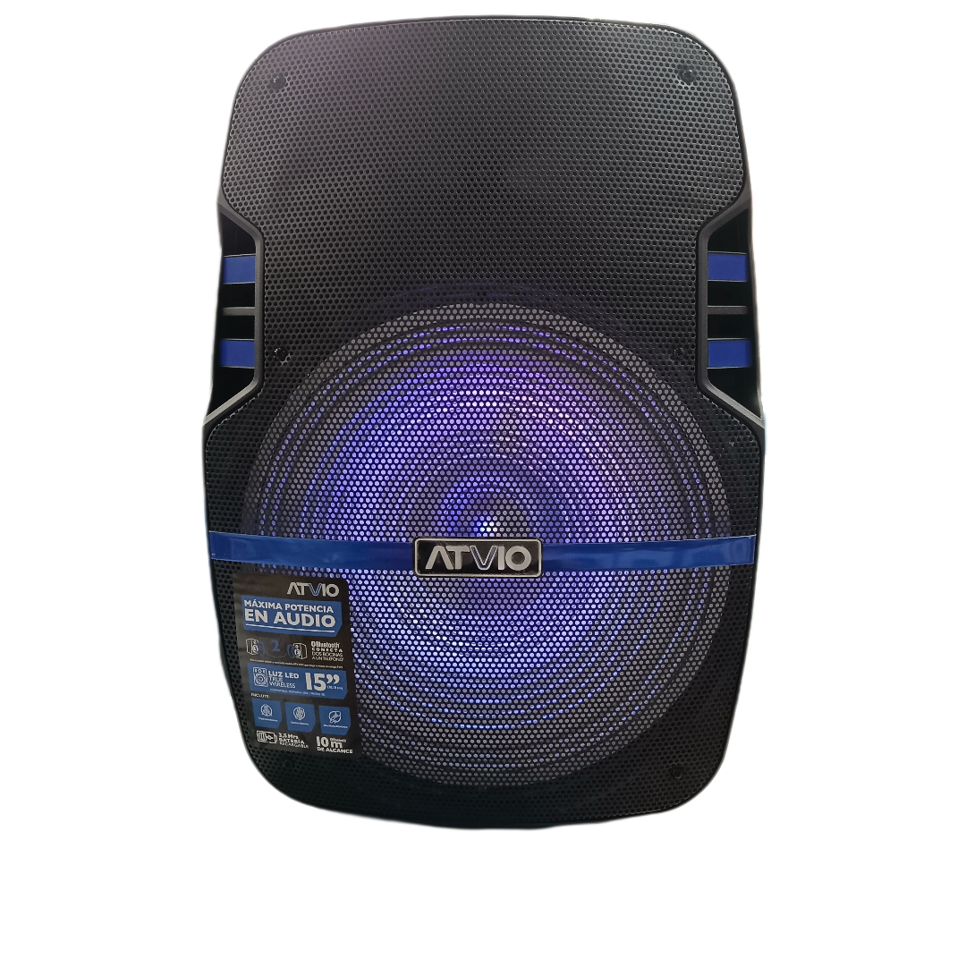 Bafle Recargable 15pLG Bocina 25,000w Pmpo Atvio Color Negro