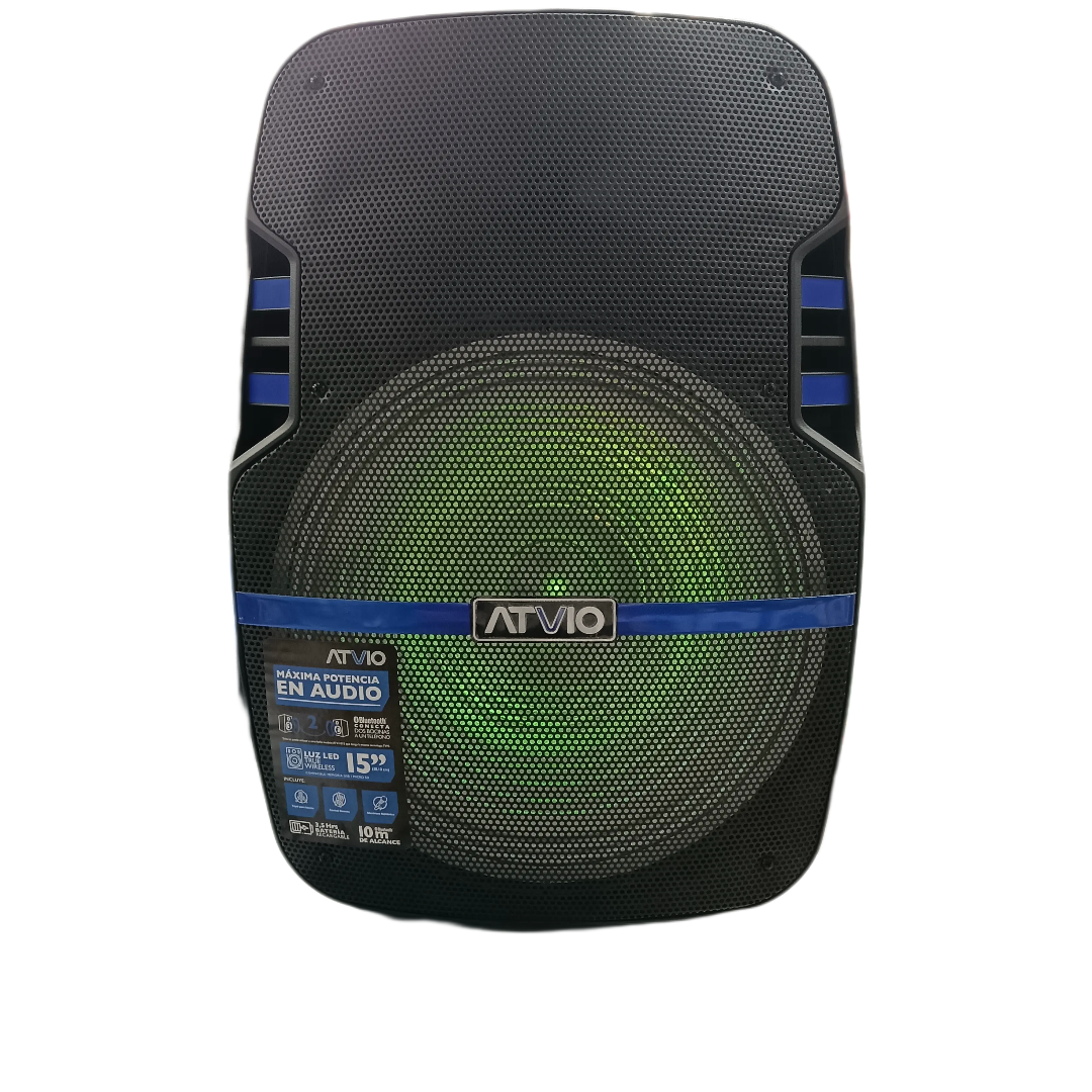 Bafle Recargable 15pLG Bocina 25,000w Pmpo Atvio Color Negro
