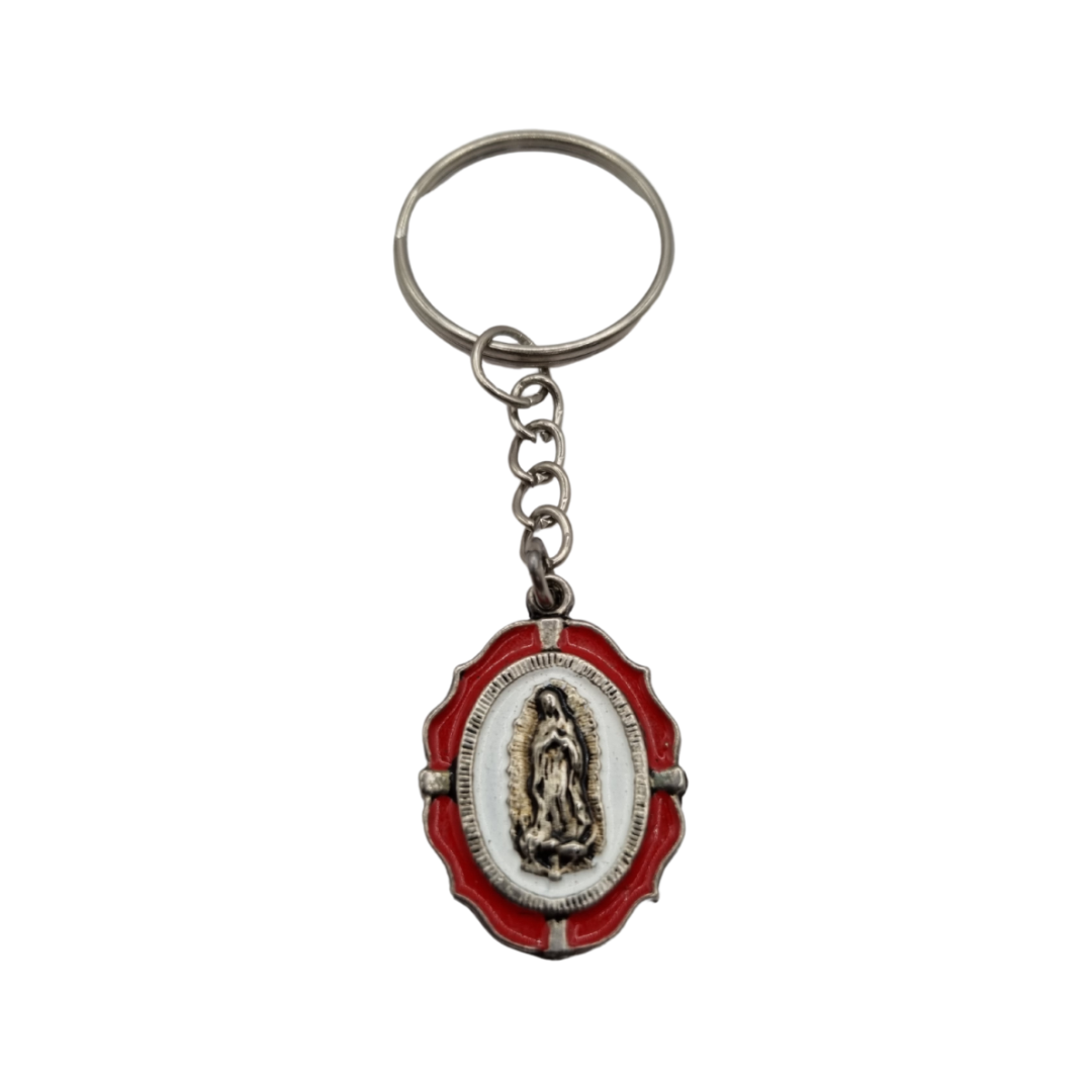 Llavero Medalla Roja Virgen De Guadalupe Recuerdos