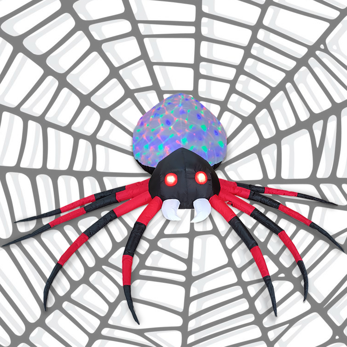 Inflable Halloween araña spider Roja ojos led + multiled - 2.2m