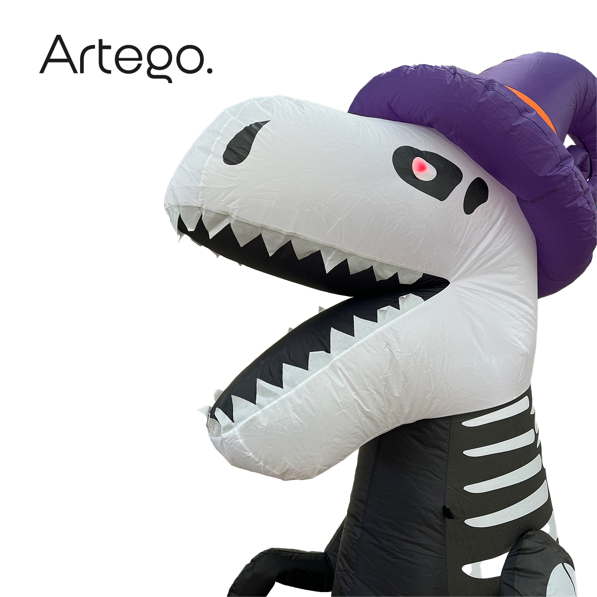 Inflable halloween dinosaurio t rex esqueleto con led en ojos 2.4m