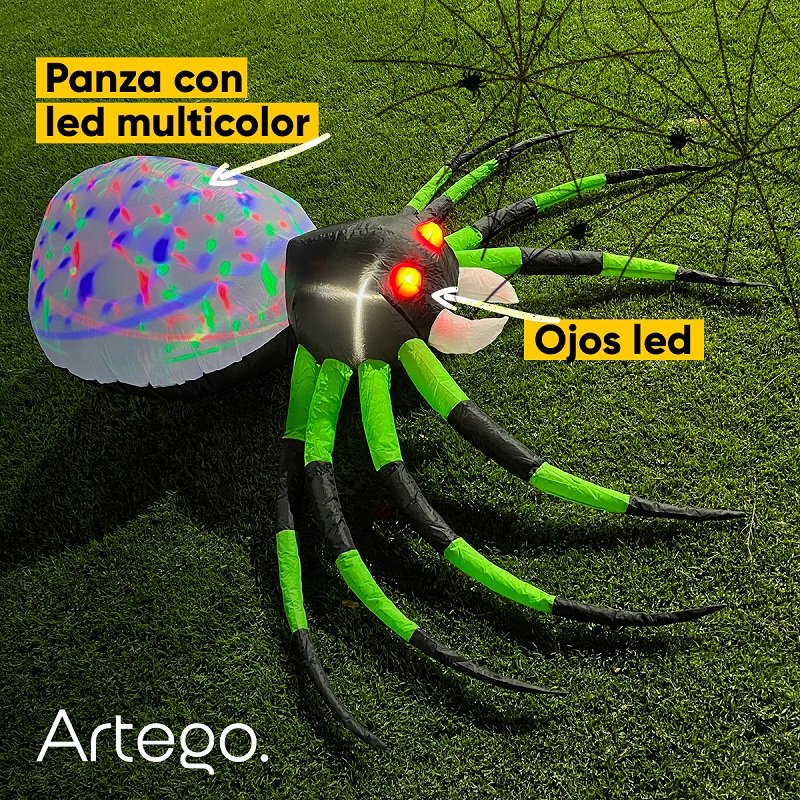 Inflable de Halloween Araña spider para exteriores multiled - 2.2m