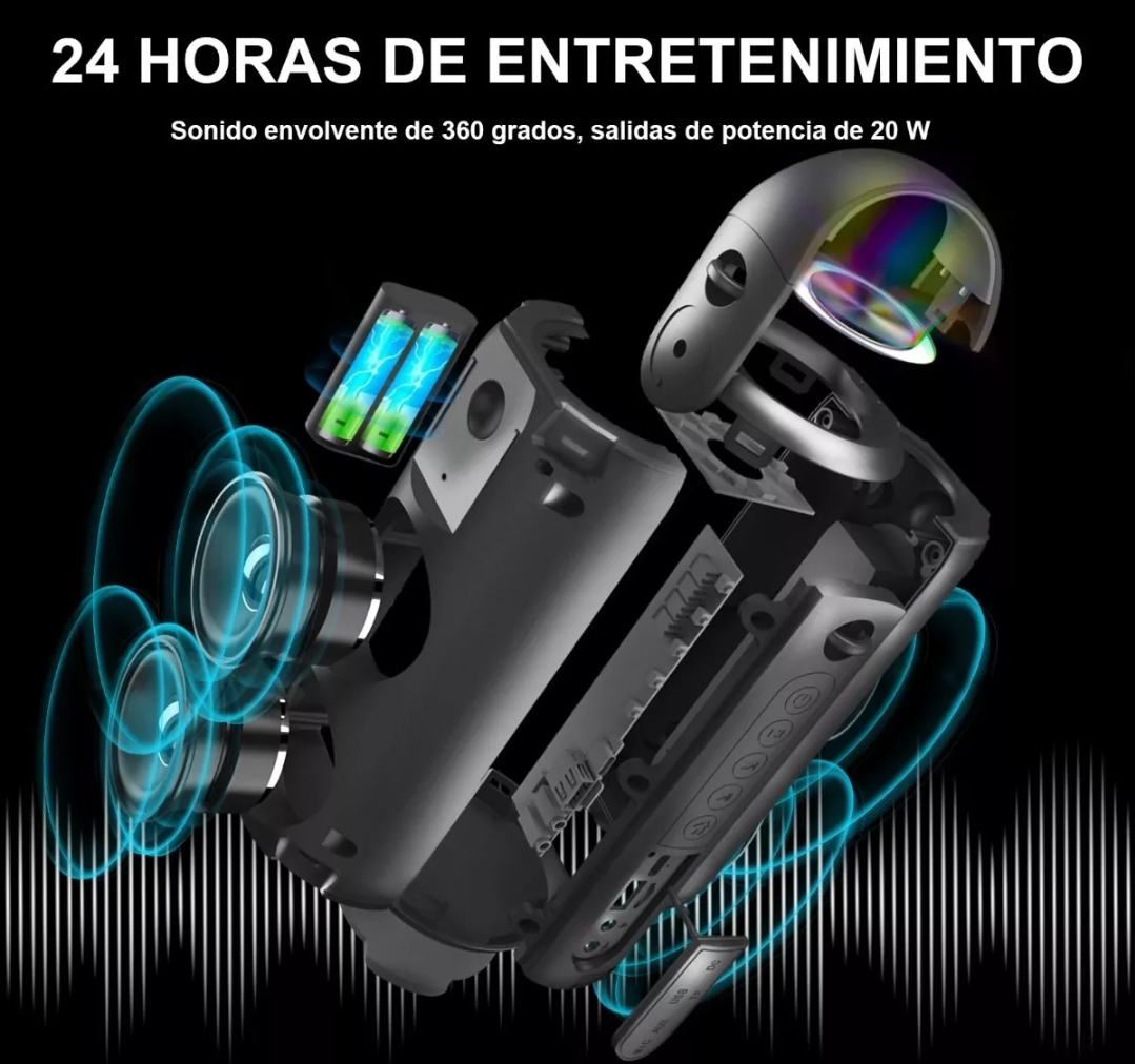 Bocina Bluetooth Portátil Bocina Impermeable Con Rgb Luces