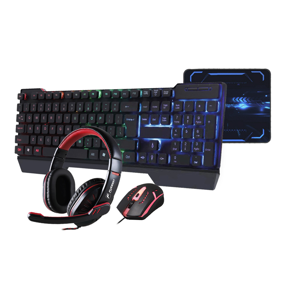 Kit 4 En 1; Teclado, Mouse, Audífonos, Mouse Pad Gamer