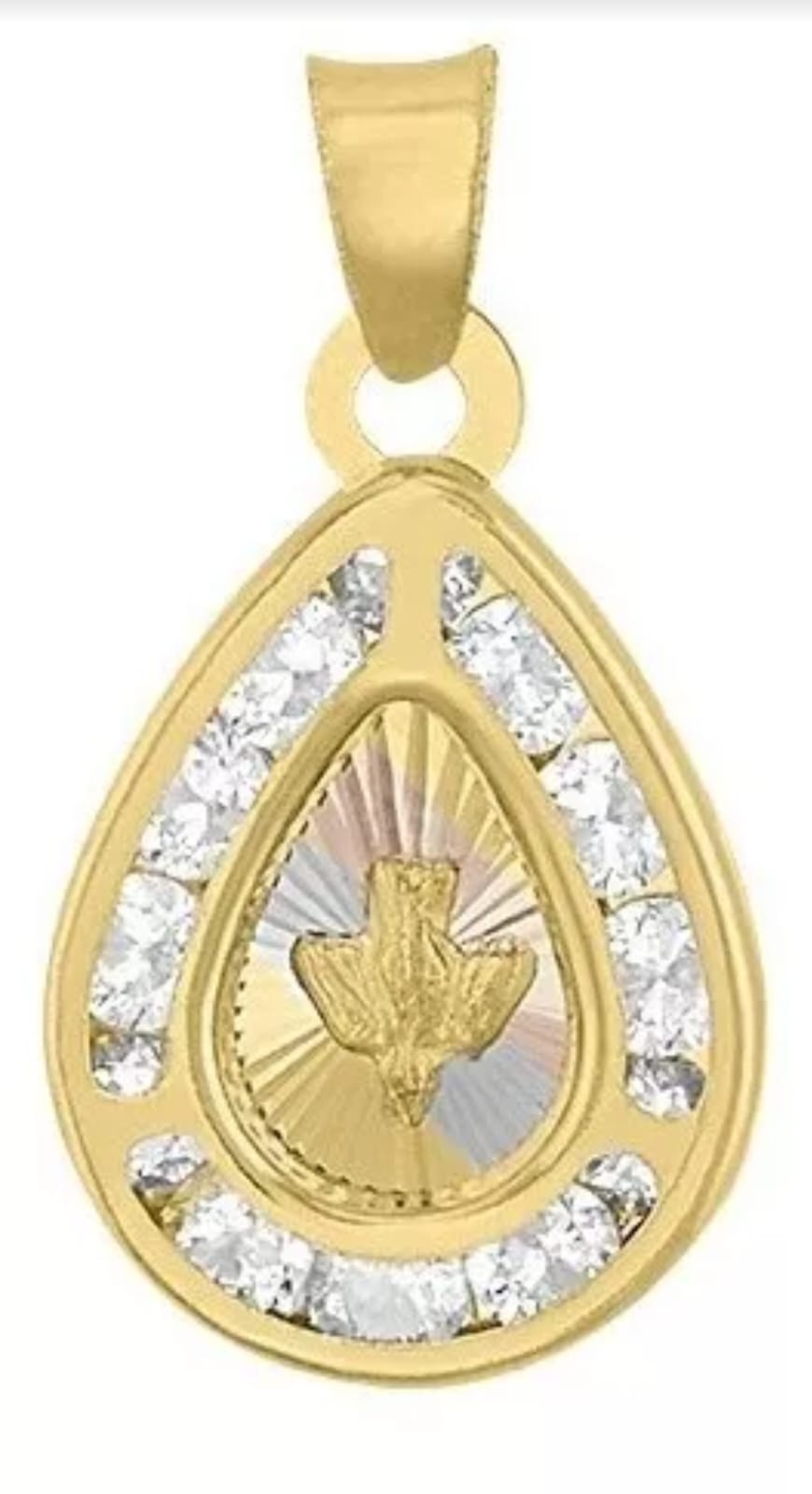 Medalla Mini Gota Espíritu Santo Oro 14k + Regalo