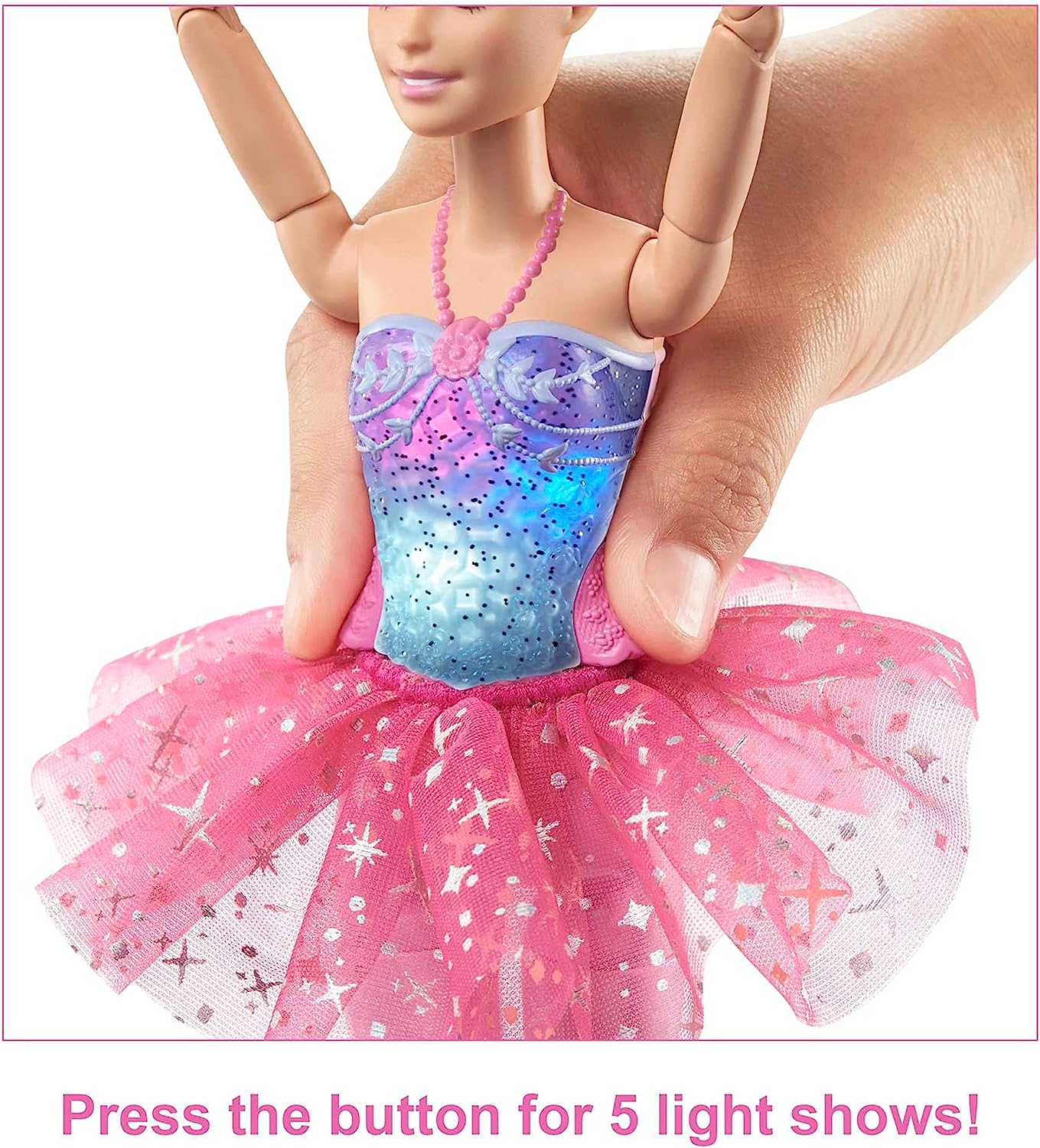 Barbie Fantasía Muñeca Bailarina Luces Brillantes Tutú Rosa